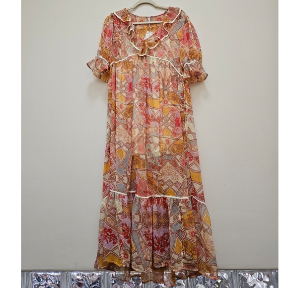 Free People Carmella Printed Geometric Maxi Dress Size XS - Picture 4 of 7